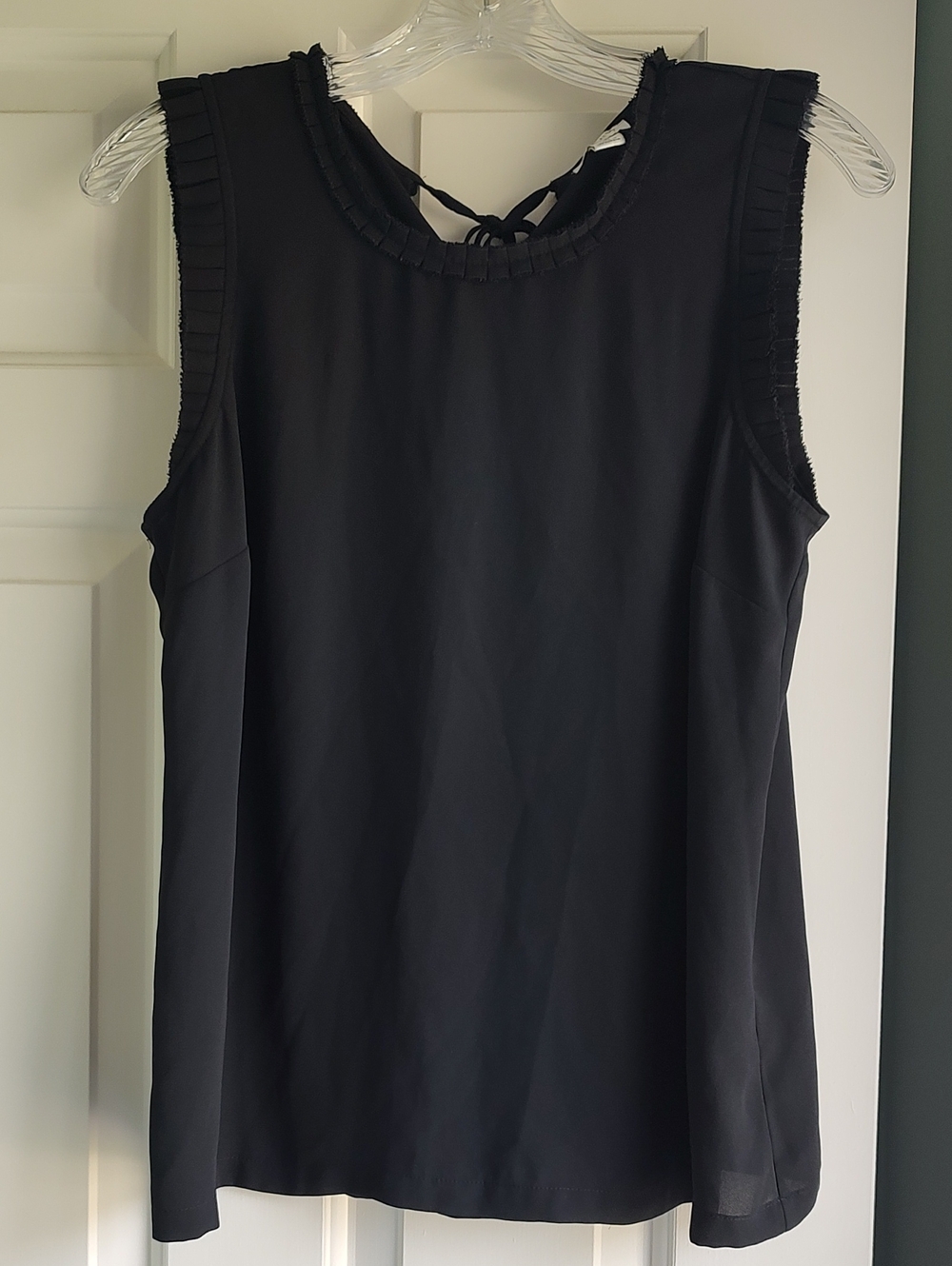 J. Crew Black Sleeveless Ruffled Neck Camisole